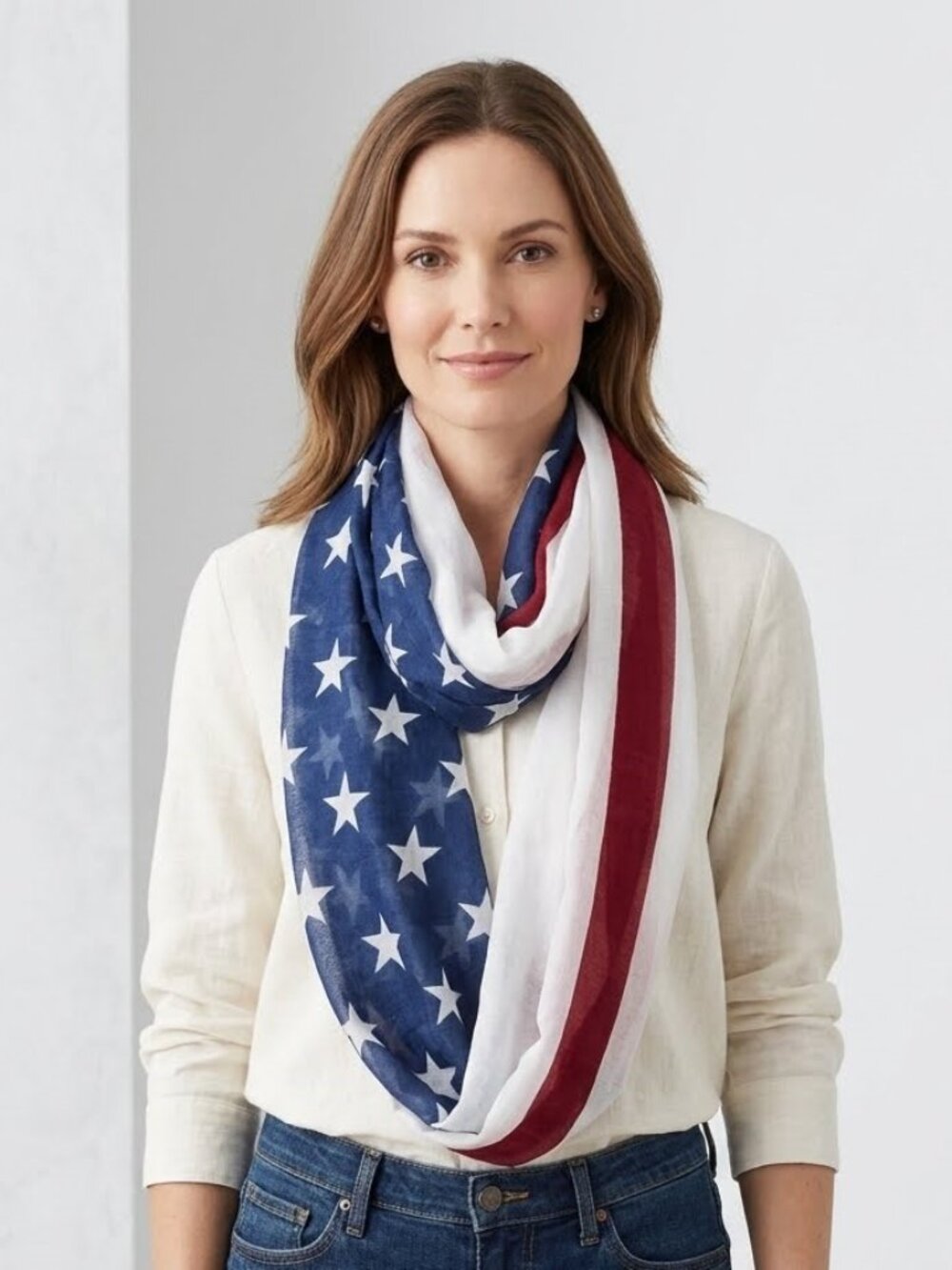 Falari American Flag Infinity Scarf Patriotic Style